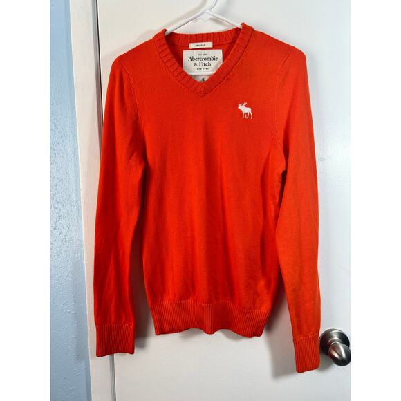 Abercrombie and Fitch Wool Cashmere Blend Sweater Small Orange Preppy NWT - Picture 1 of 8